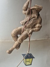 alte rustikale Lampe Bergsteiger Figuren Lampe geschnitzte Skulptur 50 cm