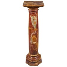 Q' Besondere Marmorsäule im Antiken Biedermeier-Stil aus rotem Onyx-Marmor