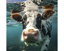 Leinwandbild Kuh unter Wasser