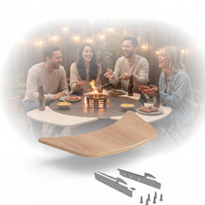 Premium Rundum Anstecktisch für Grilltonne mit Ø90cm Stahlplatte Flaschenöffner