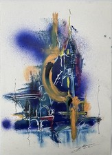 Original moderne abstrakte Komposition, Öl/Acryl Gemälde, 2022 signiert, gerahmt