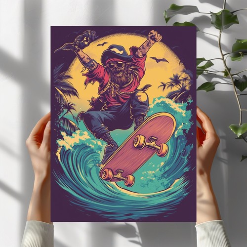 Piraten skateboard poster - skateboard,