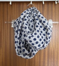 Tuch Loop Weiß Blau Gepunktet BW Seide