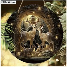 Holzschild Weihnachten Winter Winterwald Rehe Hirsch