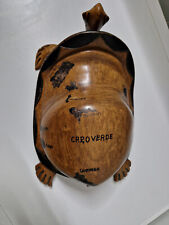 Geschnitzte Holzfigur Schildkröte Vintage Kunst Deko Handarbeit