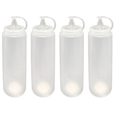 4x Soßenspender Kunststoff 700 ml Ketchup Senf Mayo Quetschflasche Dosierflasche