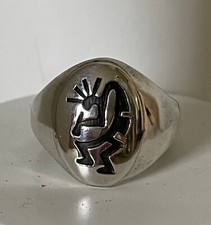 Indianerschmuck Overlay Ring " KOKOPELLI " Gr.65/20,5 Navajo Handarbeit Sterling