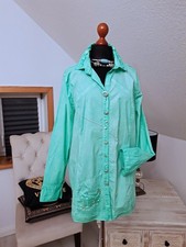 BOTTEGA Damen Bluse grün Baumwolle Elasthan Strass Langarm Gr.XL-2XL