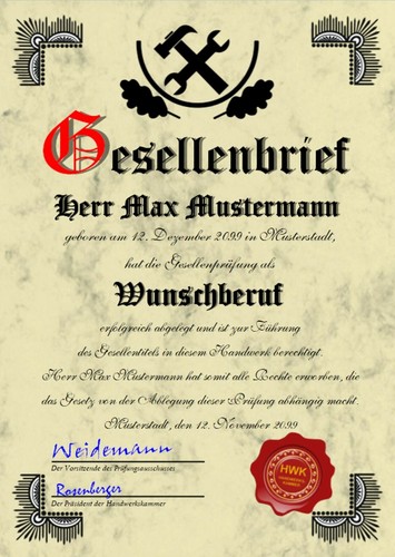 Gesellenbrief mit wunschberuf - mit,