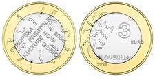 SLOWENIEN 3 EURO KULTURHAUPTSTADT NOVA GORICA 2025 unc / bankfrisch