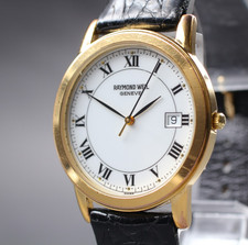 [Exc+5] Raymond Weil Geneve 5548 34 mm weißes Zifferblatt Datum Quarz Herrenuhr