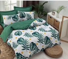 Bettwäsche-Set "MONSTERA" in weiß/grün 200x200cm 
