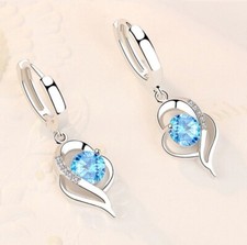 Damen Ohrringe Herzen Geschenk 925 Silber Zirkonia Geschenk für Frauen Ohr Ring