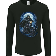Skull Biker Motorrad Grim Reaper 15 Herren Langarm T-Shirt
