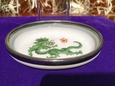 MEISSEN, edles Schälchen, grüner Mingdrache mit 925 Silberrand  - I. Wahl