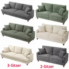 2/3Sitzer Corduroy Sofa Gästesofa mit 2 Sitzkissen, dreier Couch mit Armlehne DE