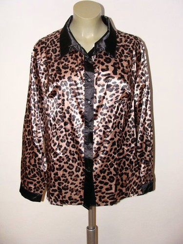 Satin glanz bluse leoparden - glanz, im