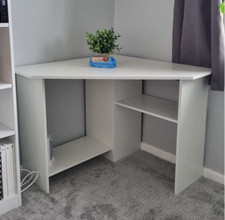 Eck Computer Schreibtisch Modern Weiß Arbeitsplatz PC Arbeitszimmer Home Office Schreibtisch