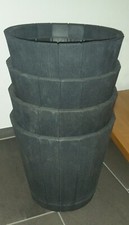 4 Stück große Garten Pflanzkübel Pflanztöpfe anthrazit in Holzoptik Blumentopf
