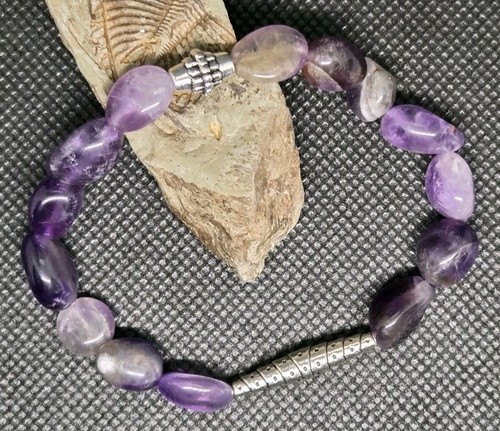 Amethyst nugget perlen armband - nugget,
