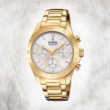 Festina Edelstahl Damen Uhr F20400/1 Armbanduhr gold Boyfriend Sport UF20400/1