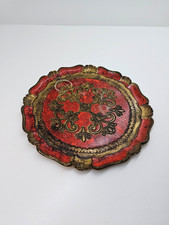 Vintage Tablett Holz, Ornamente, Italy /JL44