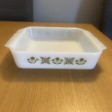 Anchor Hocking Fire King Green Meadow quadratische Schale Vintage Pyrex Milchglas Stil