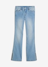 Neu Schlagjeans mit Schlitzen am Saum Gr. 46 Blau Damenjeans Stretch-Hose