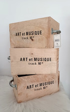 3x House Doctor Aufbewahrung Holz CD's Vintage Holzkiste *Art et Musique* 