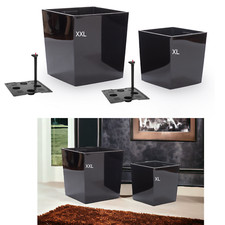 Blumenkübel mit Bewässerungssystem Hochglanz Einsatz 2erSet ( XL + XXL Schwarz )