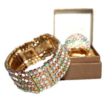 Senso di Donna*Ring und Armband Pastellsteinen GelbGold Ring Grösse 60-61/19,5mm