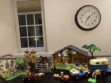 Playmobil 3120 Reiterhof 3851 Jeep mit Pferdeanhänger 5457 Ponykoppel Ponywagen