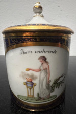 Porzellan, Deckeltasse, Alt