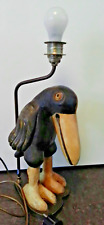 22313/ Vintage Tischlampe Vogel Rabe Holz + Messing  Höhe gesamt ca. 53 cm