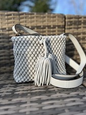Luxus Tasche, Tissa Fontaneda, Mykonos Mini, neu, Leder Ash Grey