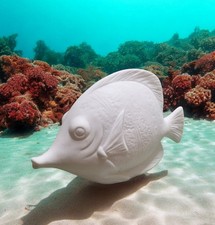 TRAUMHAFTER weißer XL Porzellan Fisch Statue Maritim Deko Figur  27x18 cm QVC