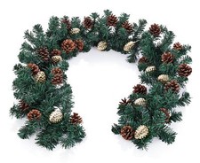 LED-Tannengirlande Golden Cone Kranze Üppiges Grün echten Zapfen 180 cm B-WARE