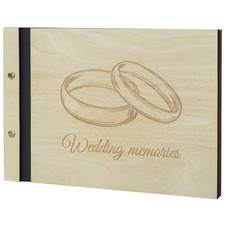 Hochzeit Ringe Verlobung Fotoalbum Holzalbum 60 schwarze Seiten Fotobuch