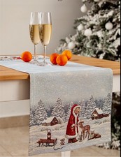 Tischläufer WEIHNACHTEN Tischdecke 36x99cm GOBELIN Decke Läufer Silber