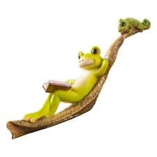1pc Harz Frosch Figur Lesen Liege Frosch Ornament Gartendekoration