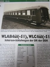 Eisenbahnwagen Archiv &Risszeichnung 4.4 WLAB4ül(-51) Schürzenschlafwagen DR  8S