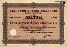Lindener Brauerei AG 1939 Hannover Linden Peine Celle Nienburg Weser Gilde Bräu
