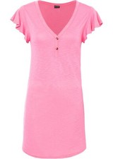 Longshirt mit Knöpfen Gr. 36/38 Flamingopink Damen-Shirt Top Bluse Tunika Neu