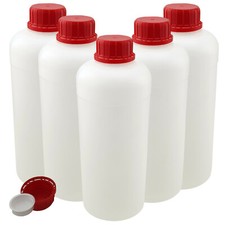 5x Leerflasche 1000ml 1Liter matt Kunststoff Flasche mit Schraubverschluss 1L