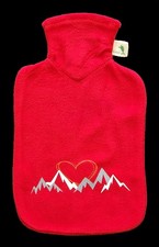 Wärmflasche Alpenherz, rot/Aufdruck, Hugo Frosch  1,8 ltr.LAGERRÄUMUNG!!!!