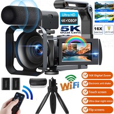 ✅5K Doppelobjektiv 4K Camcorder 56MP Digital Videokamera WiFi IR-Nachtsicht 64GB