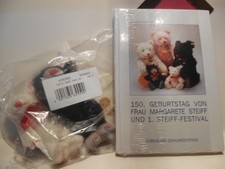 Steiff "Teddybäby-Paar" 16 cm, schwarz u. weiß, m. Buch