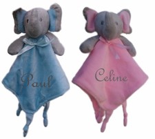 Baby Schmusetuch Elefant mit Namen bestickt Taufe Geburt Kuscheltuch Schnuffel