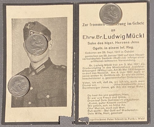 Sterbebild totenzettel wk2 ww2 - sterbebild,