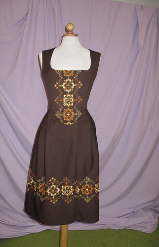 Vintage dirndl braun bestickt - vintage,